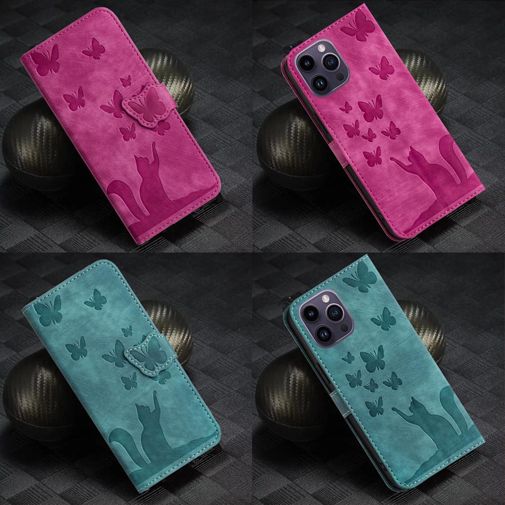 Роскошный кожаный 3D-тиснение линий, сплошной цвет, чехол-кошелек для телефона, подставка для книг для iPhone, Samsung, Xiaomi, Oppo, держатель для магнитных карт, милая сумка с откидной крышкой для девочек