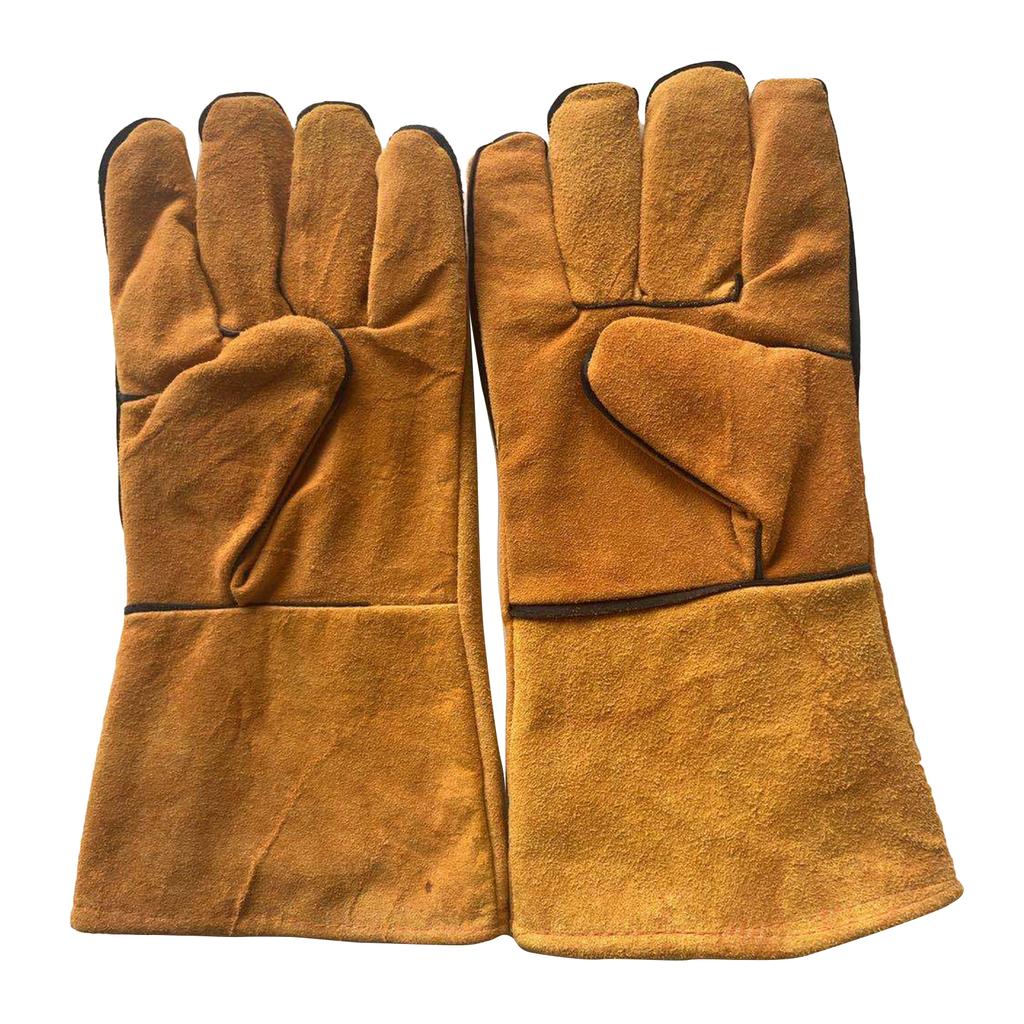 Welding Gloves Heat/Fire Resistant Gloves Durable Leather Gloves for BBQ,Oven Furnace, Fireplace Stove and More
