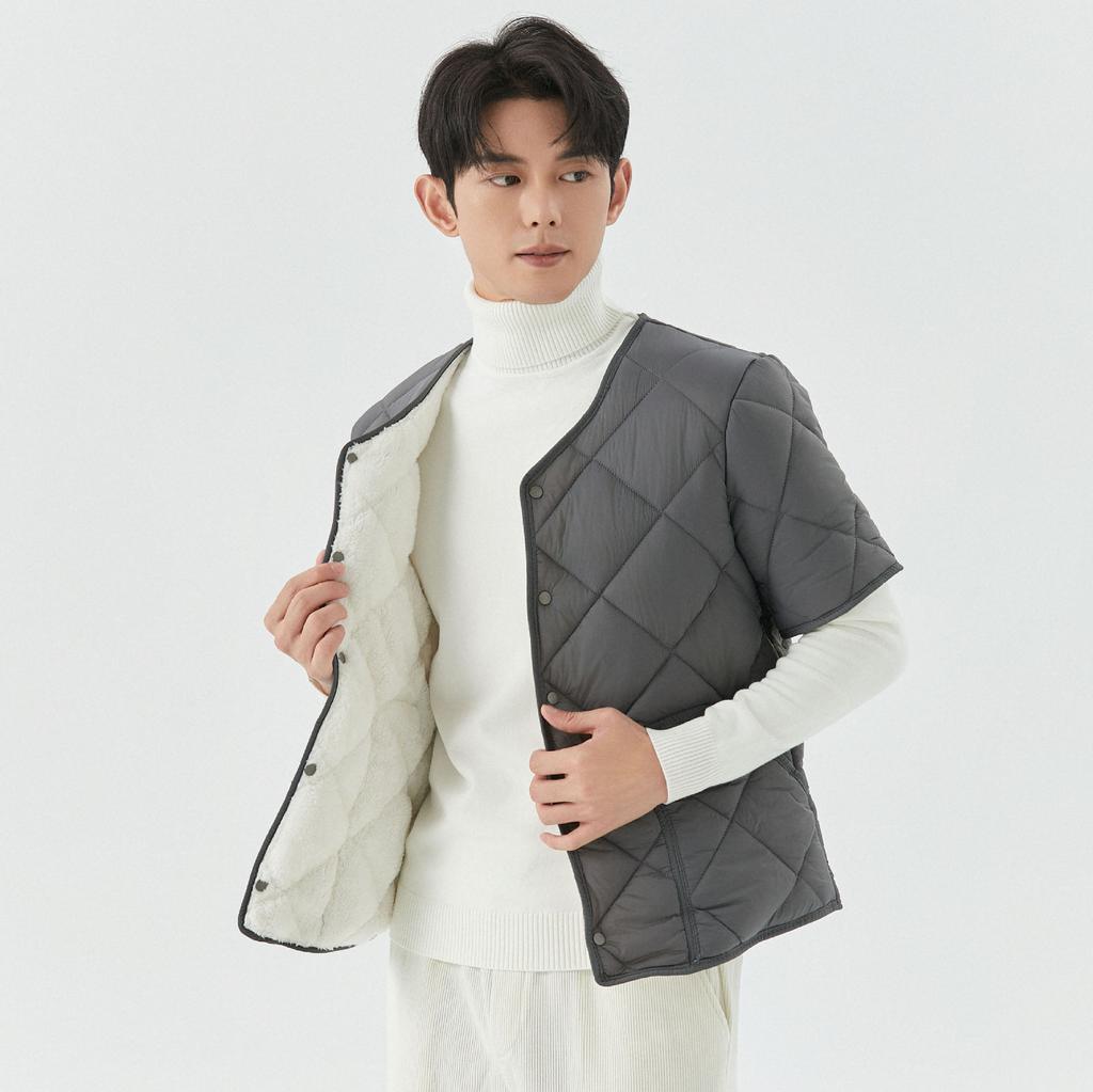 GMXIA Зимняя мужская флисовая теплая домашняя куртка с коротким рукавом и хлопковой подкладкой Мужские куртки и пальто с хлопковой подкладкой