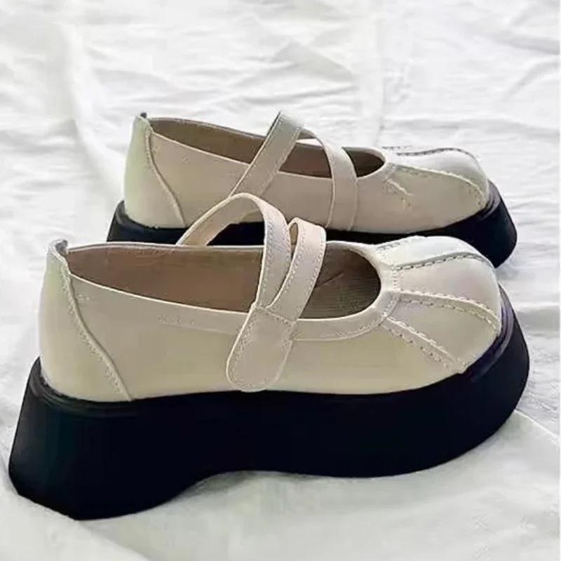 Модная обувь для женщин 2024 высокого качества с ремешком с пряжкой женские туфли на высоком каблуке модные неглубокие туфли-лодочки женские новые туфли на платформе с круглым носком