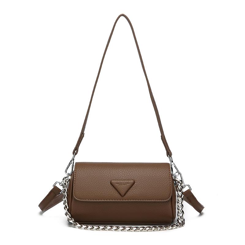 Retro Texture Bag Women'S Fashion Cylinder Pillow Bag Solid Color Shoulder Oblique Span Bag