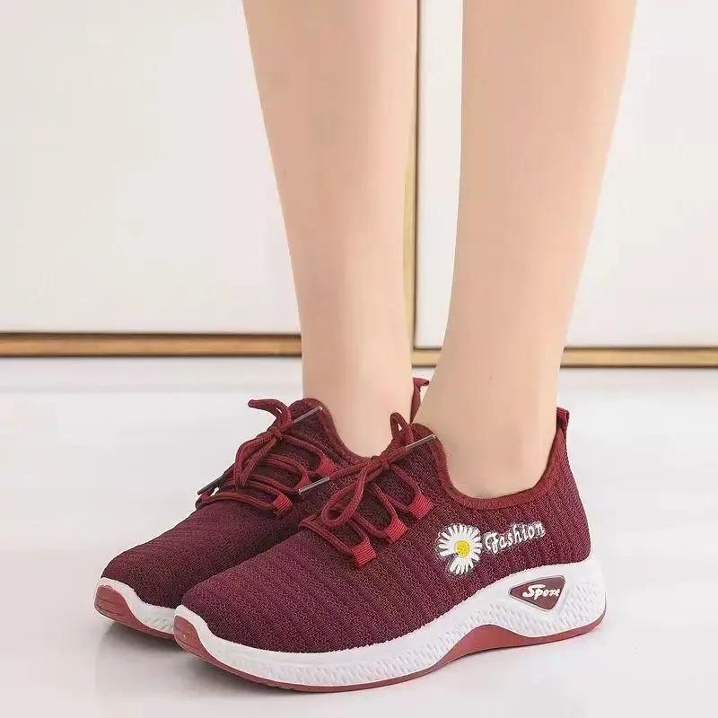 2025 Легкие Удобные Кокосовые Женские Повседневные Спортивные Туфли с Мягкой Сетчатой Подошвой, Дышащие и Модные Кроссовки