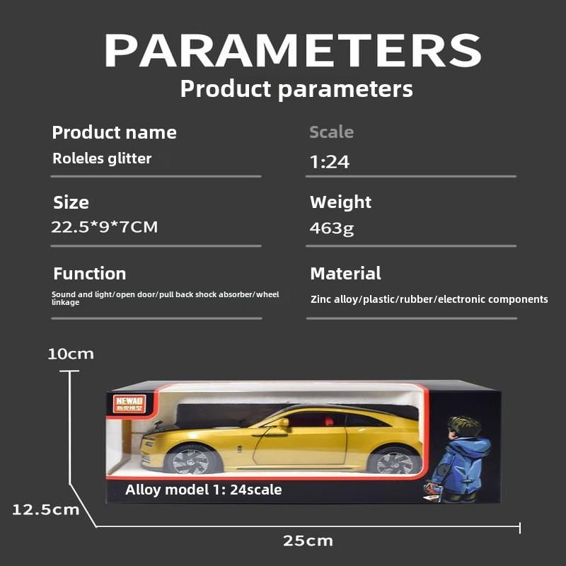 1:24 Rolls-Royce Ghost Alloy Luxury New Energy Car Model Die-cast Toy Car Metal Charging Car Model Sound and Light Pull Back Children's Toy Gift