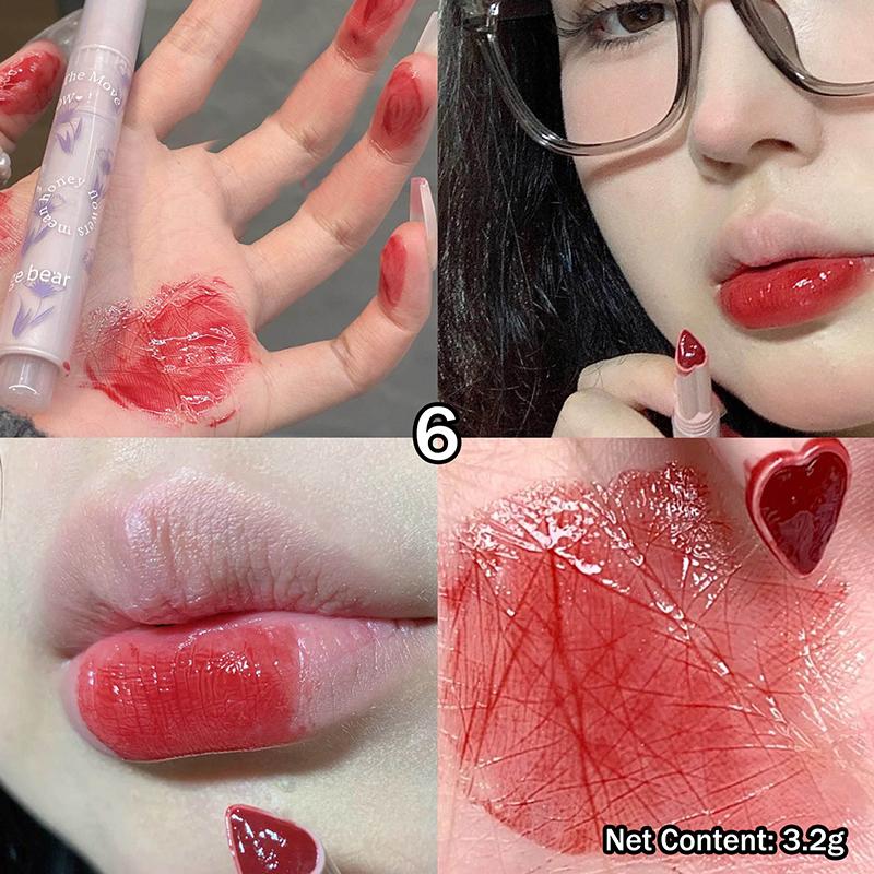 Водно-легкий блеск для губ Зеркальный глиттер Тинт для губ Стойкий Увлажняющий Помада-карандаш в форме сердечка для макияжа губ Косметика