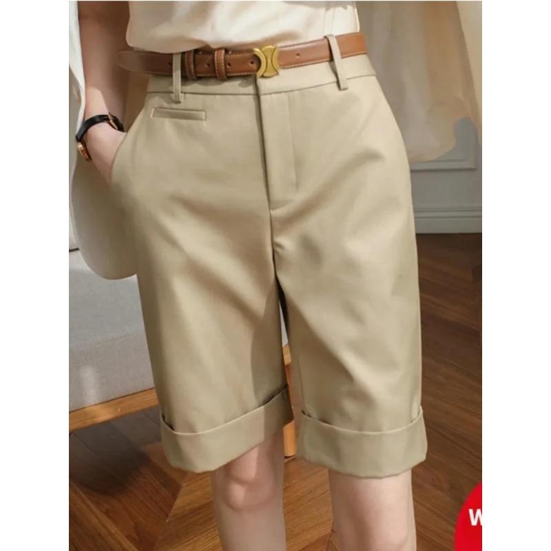 Fashion Women's Shorts High Waist Knee Length Straight Pants Korean Summer Shorts for Women White Office Shorts for Women