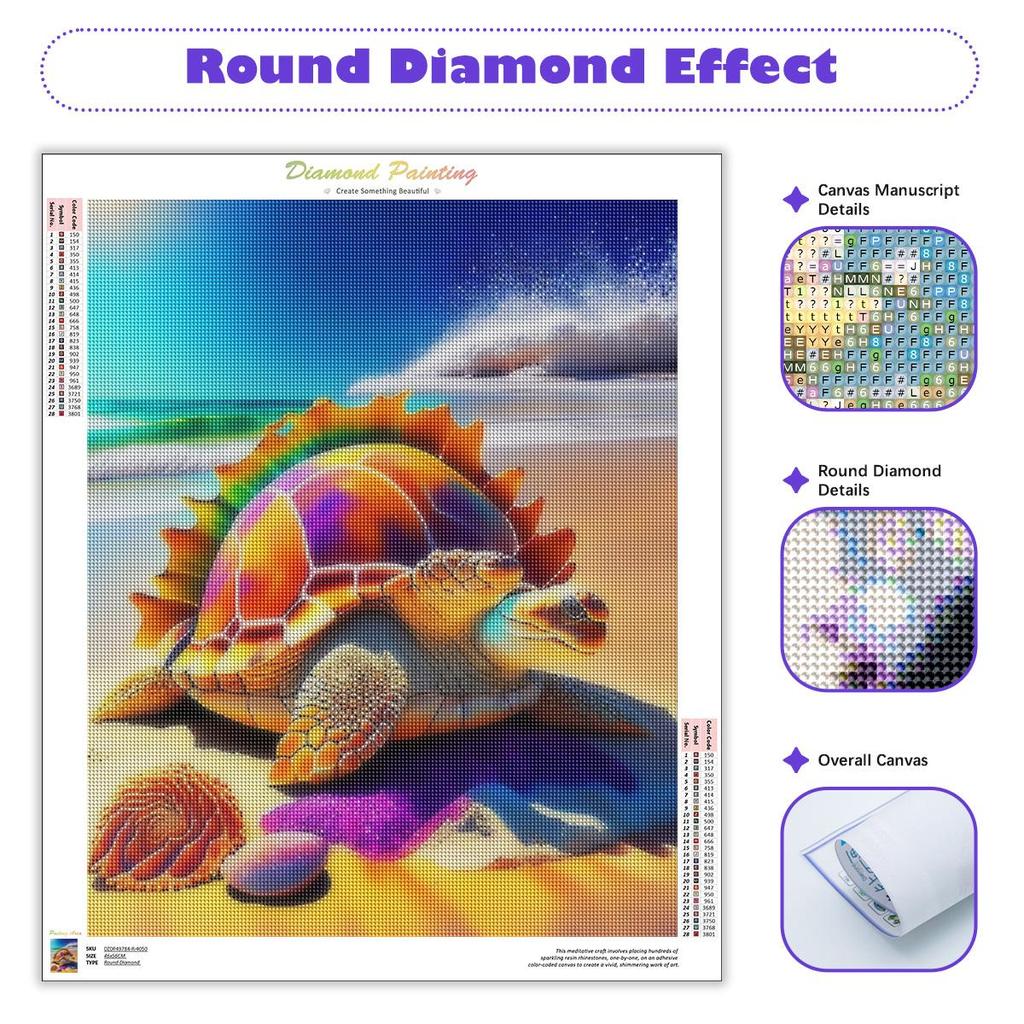 Diy полный круглый набор алмазов для рисования морская черепаха Алмазная вышивка животных вышивка крестиком украшение дома 30x40 см/12x16 дюймов