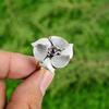 925 Silver Root Chakra Tourmaline Stone Anniversary Engagement Bezel Flower Ring