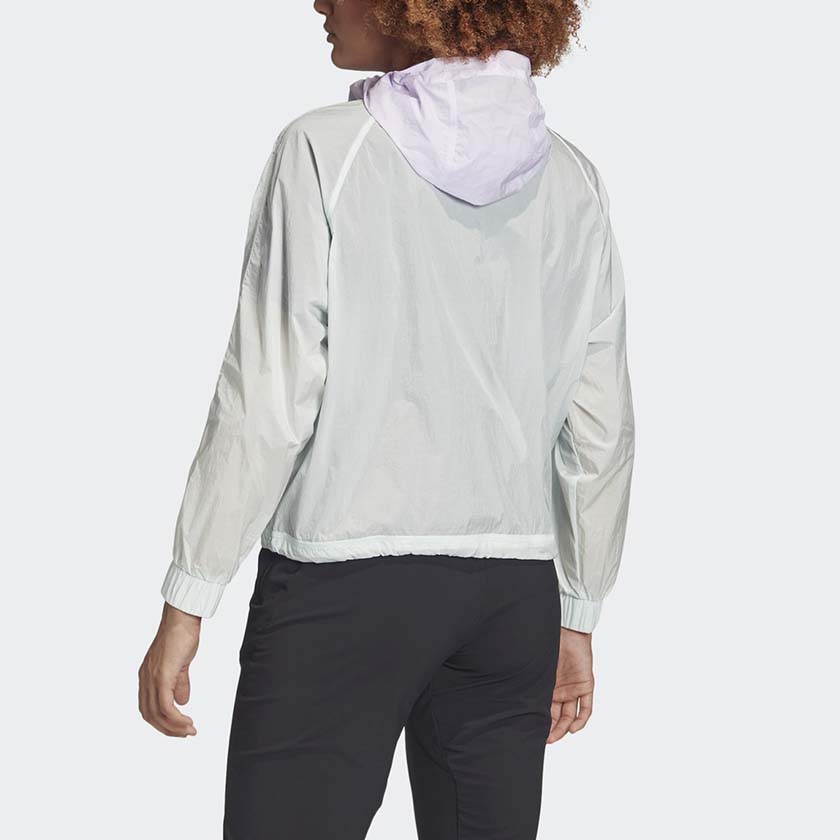 adidas Спортивная куртка с капюшоном и карманом-кенгуру Color Block, женская куртка в горошек, зеленая FI0585
