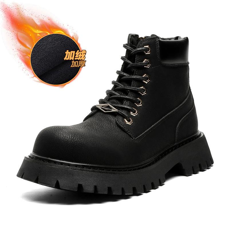 Мужские ботинки Мартина на толстой подошве, увеличивающие рост, ботинки-ревень, высокие, в британском стиле, с боковой молнией, для активного отдыха, альпинизма, рабочие ботинки 66621-J