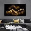 Black and Gold Abstract Sexy Nude Women Body Figure Oil Painting On Canvas Posters and Prints Wall Art Picture for Living Room