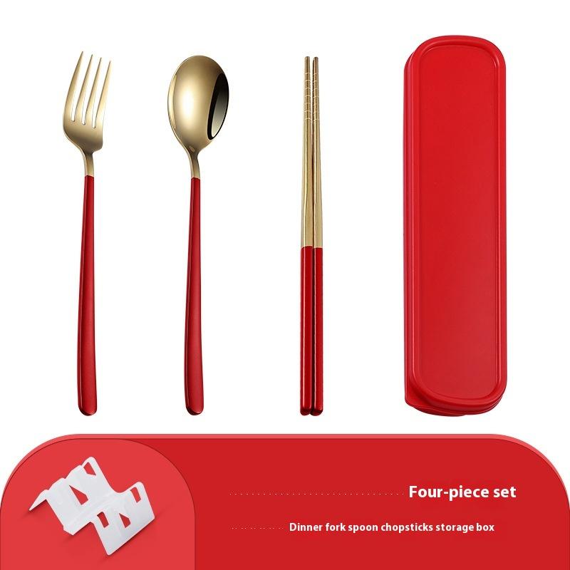 Нержавеющая сталь портативная столовая посуда корейские ложки палочки для еды вилки набор студенческий офисный рабочий походная дорожная посуда кухня