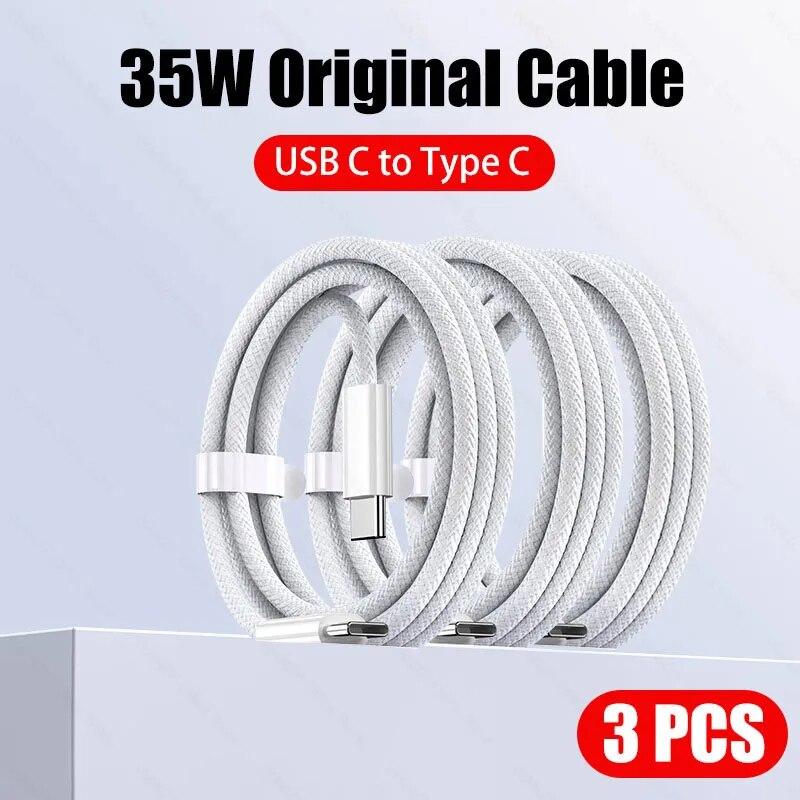 Кабель для быстрой зарядки 35 Вт для Apple iPhone 15 Pro Max USB C to Type C, зарядный кабель для аксессуаров для телефонов 15 Plus, провод передачи данных