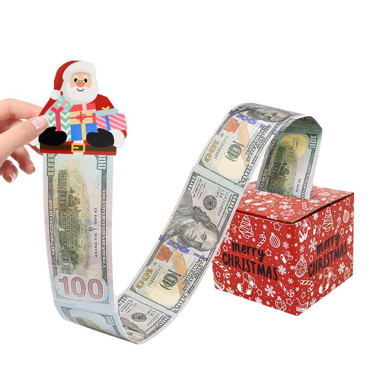 1Pc DIY Surprise Pull Unique Gift Boxes Merry Christmas Money Case Xmas With Card Holder