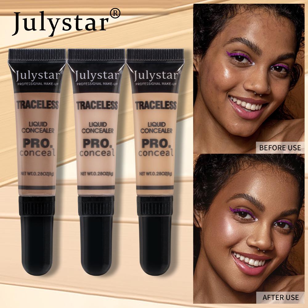 JULYSTAR Waterproof Concealer Facial Makeup Foundation Black Eye Circles Covering Liquid Foundation Oil Control Sweat Prevention