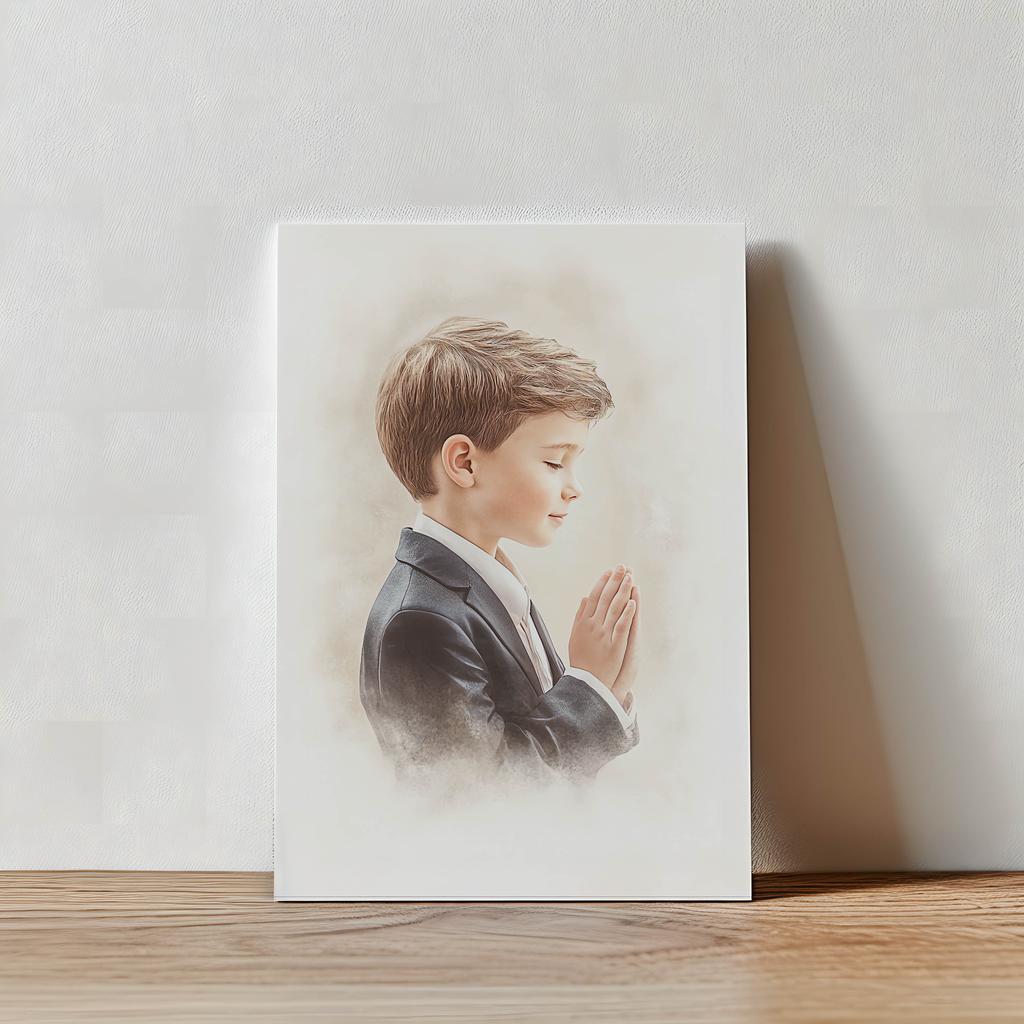 Pamiątka Pierwszej Komunii Świętej - Chłopiec Pamiątka Pierwszej Komunii Świętej - Chłopiec, 30X40 Cm, Bez Ramy, Płótno Premium Na Blejtramie