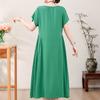 Элегантное женское летнее платье больших размеров, винтажная одежда, однотонные, с коротким рукавом, свободные длинные платья