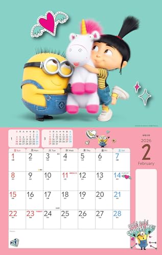 [Purchaser-exclusive Bonus Included] Minions Calendar (Monthly/Wall-hanging/600mm X 380mm) (Plenty of Stickers Included) (Impress Calendar 2026)