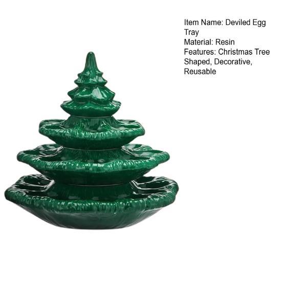 Дерево из фаршированных яиц, декоративное блюдо для фаршированных яиц, зеленая смола, форма рождественской елки, многоразовый праздничный держатель для яиц для фаршированных яиц, праздничное украшение стола