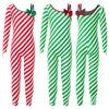 Girls Christmas Candy Cane Striped Unitard One Shoulder Long Sleeve Jumpsuit Ballet Dance Performance Costume