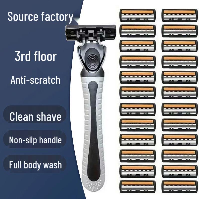 Triple-Blade Manual Razor with Ultra-Thin Blades for Men