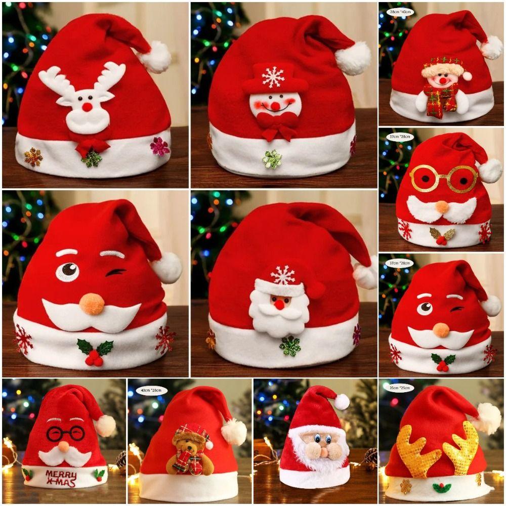 Santa Claus Kids Xmas Arts Hats Snowman Santa Snowman Hat DIY Christmas Hat Toy Xmas Gift