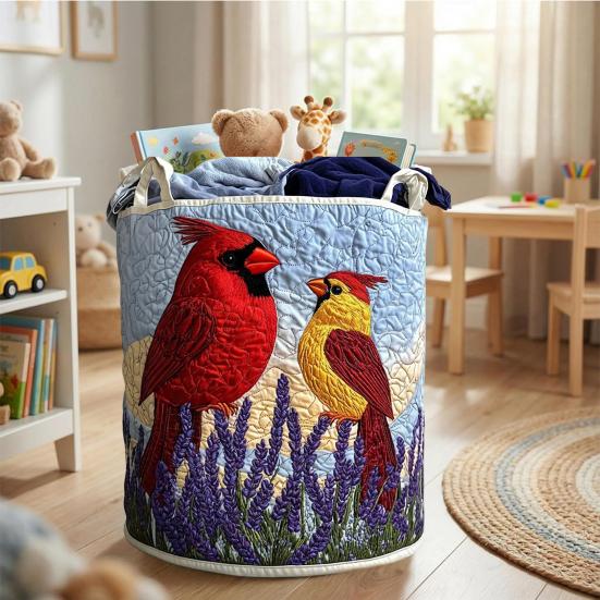 Quilted Laundry Basket, Thick Durable Fabric Storage Hamper, with Reinforced Handles, Clothes Toys Organizer for Home Decor