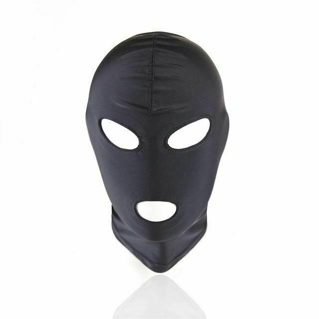 Black Hood Mask Stretchy  Head  Fetish Kink Restraints Hoods