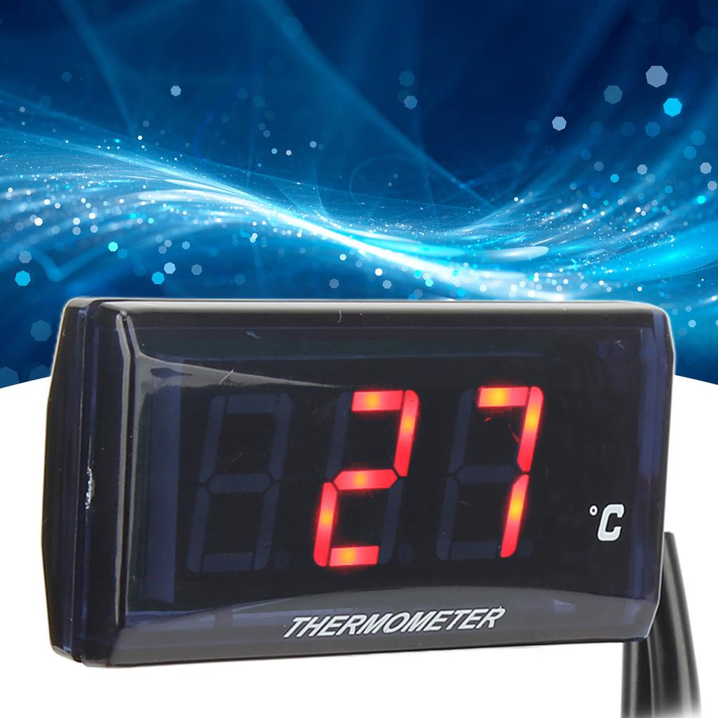 Motorcycle Digital Water Temperature Gauge Thin 12V LCD With 22mm Sensor Adapter for Most Motorbikes