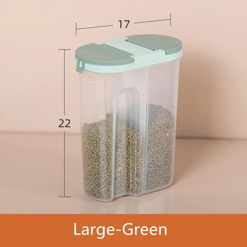 M/L банка для круп с двойной сеткой, пластиковый контейнер для хранения продуктов, кухонный органайзер, экологически чистая коробка для печенья, резервуар для сушеных зерен с крышками