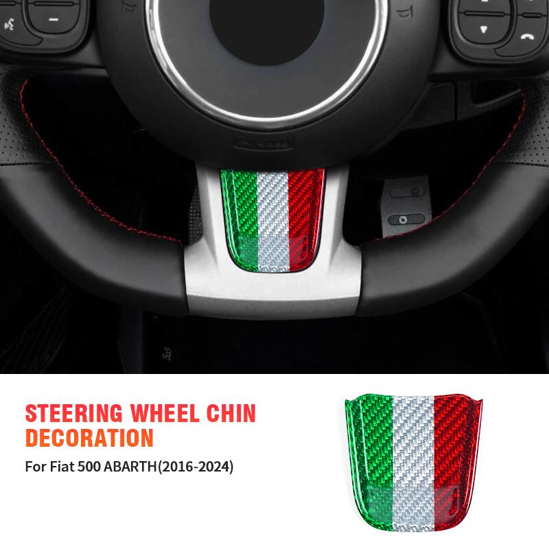 Carbon Fiber Steering Wheel Chin Decorative Sticker 6 Color Interior Accessory Kit for Fiat 500/ABARTH 2020-2023
