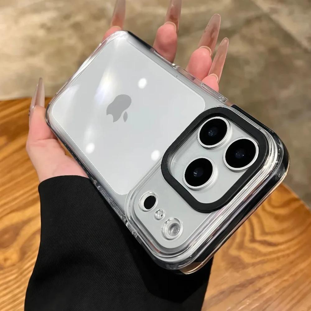 Роскошный прозрачный чехол-бампер с воздушной подушкой для iPhone 17 16 15 Pro Max 14 16 Plus 13 12 11 Контрастный бампер Ударопрочный ТПУ чехол