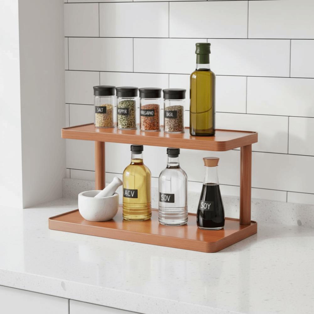 2-Tier Design Countertop Organizer Shelf Freestanding Tabletop Cup Holder  Bathroom
