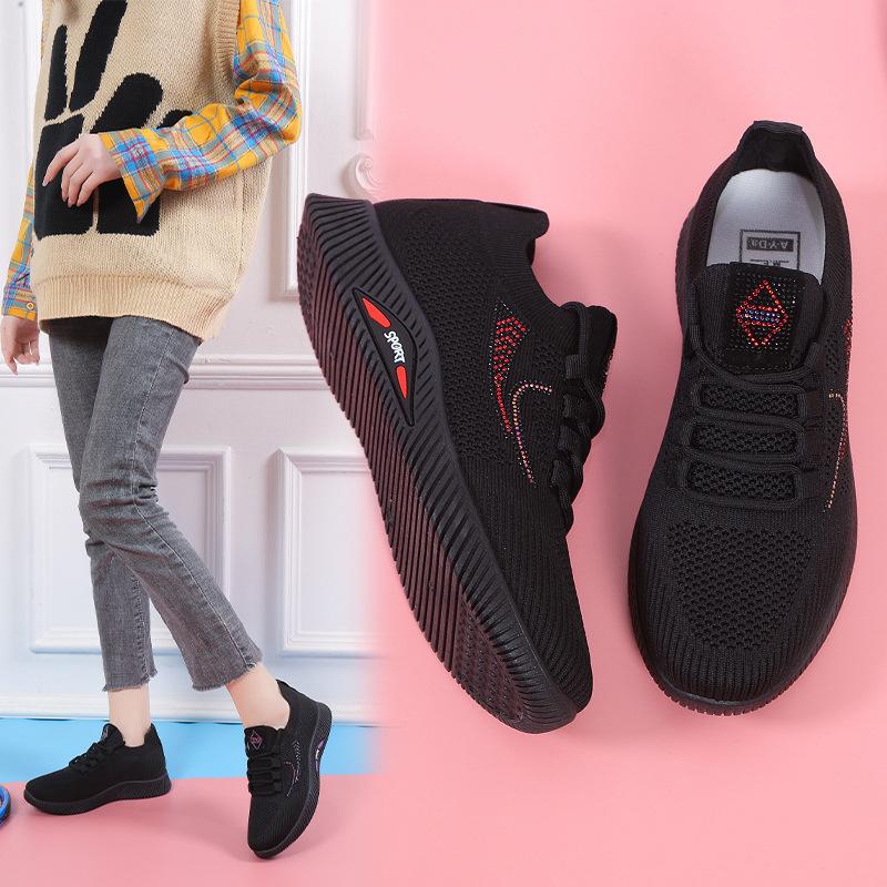 Fashion Women's Breathable Non-slip Platform Fashion 2024 Autumn New Casual Shoes Korean Running Shoes Black Sneakers Shoes for Women