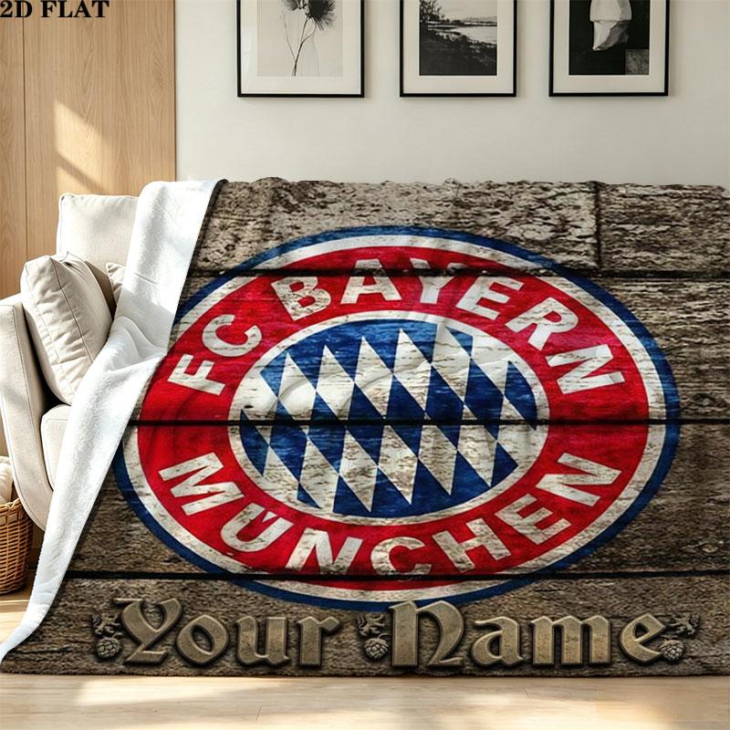 1PC FC Bayern Munchen Custom Name Patterned Flannel Blanket Suitable For All Seasons for Home Decor Warmth and Comfort Gifts Holiday Present