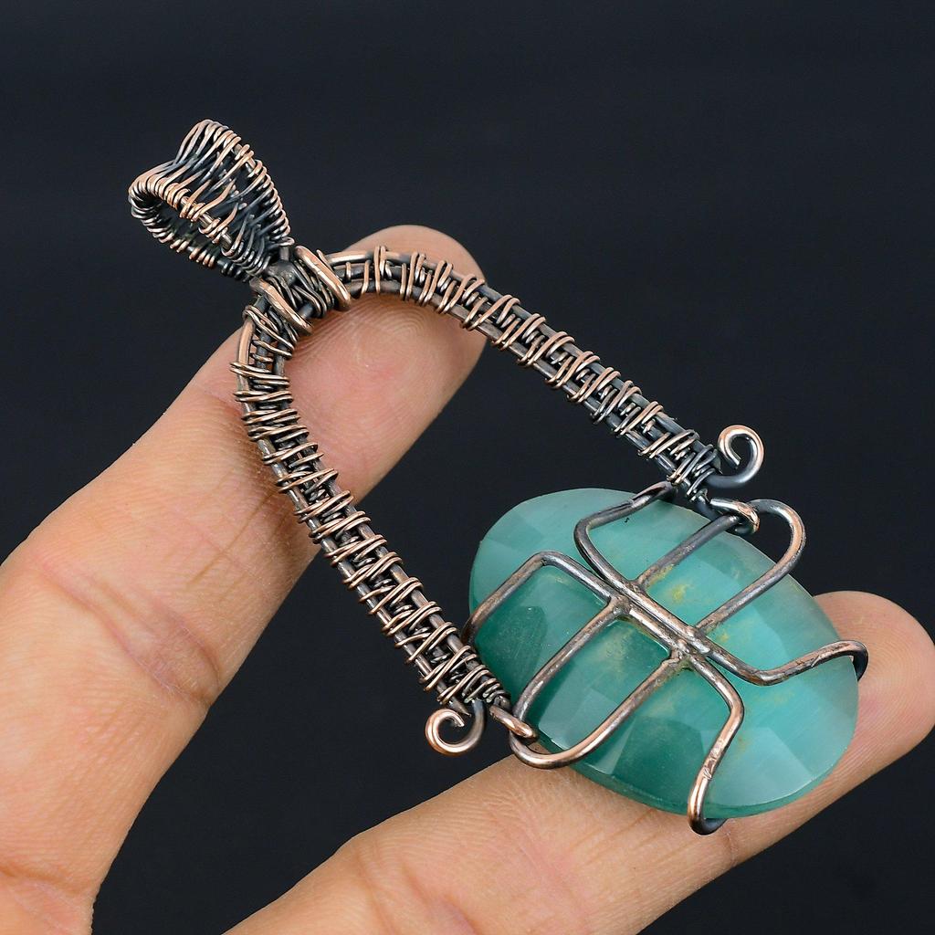 Monalisa Pendant, 999 Copper Wire Wrapped Pendant Handmade Gemstone Jewelry, Gifts For Wife Brand New Pendant