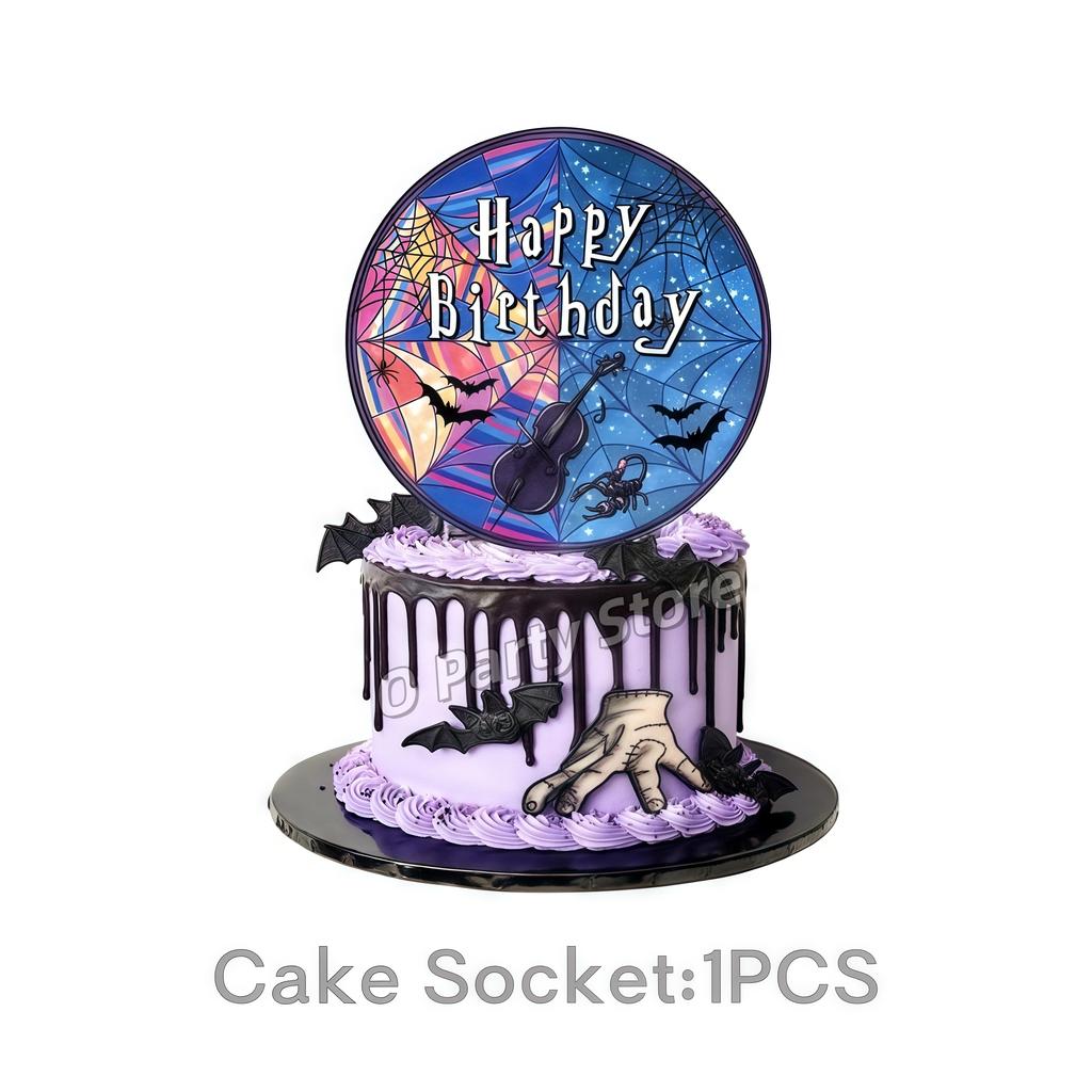 Birthday Party Decorations Supplies Kit Balloons Cups Plates Backdrop Banner Addams Theme Birthday Cake Decor Kids Favor Gifts