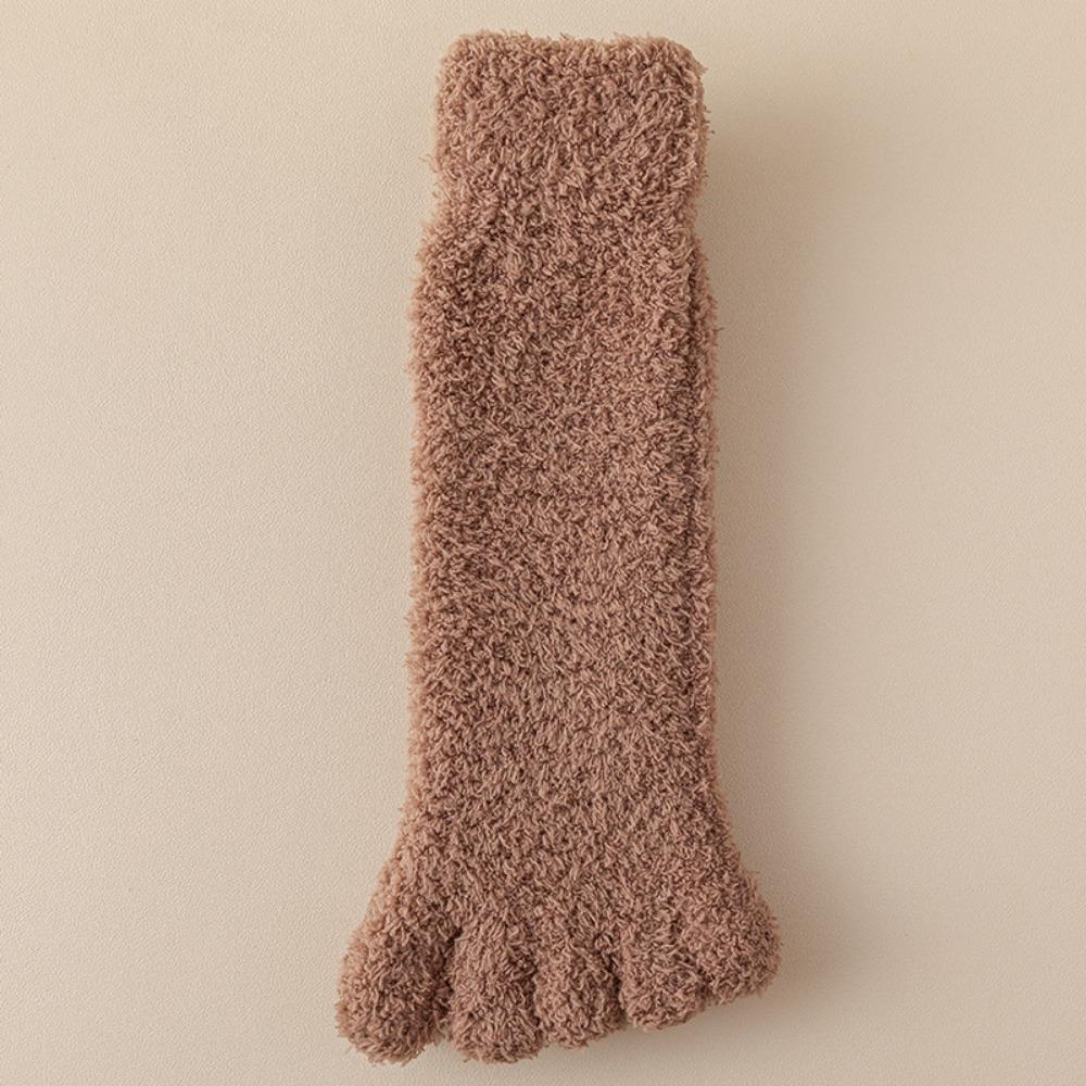 Mid Tube Five Toe Plush Socks Thickened Warm Floor Socks Women Kawaii Five Toe Fleece Socks Winter