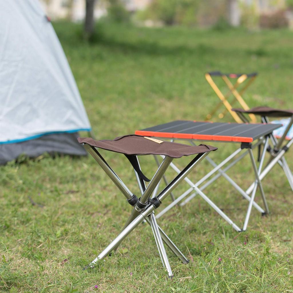 KVASS Outdoor Folding Weight Stainless Ultra with Storage Ideal for and Brown Chair, Compact, 80-100kg Capacity, Steel, Lightweight, Bag, Camping,