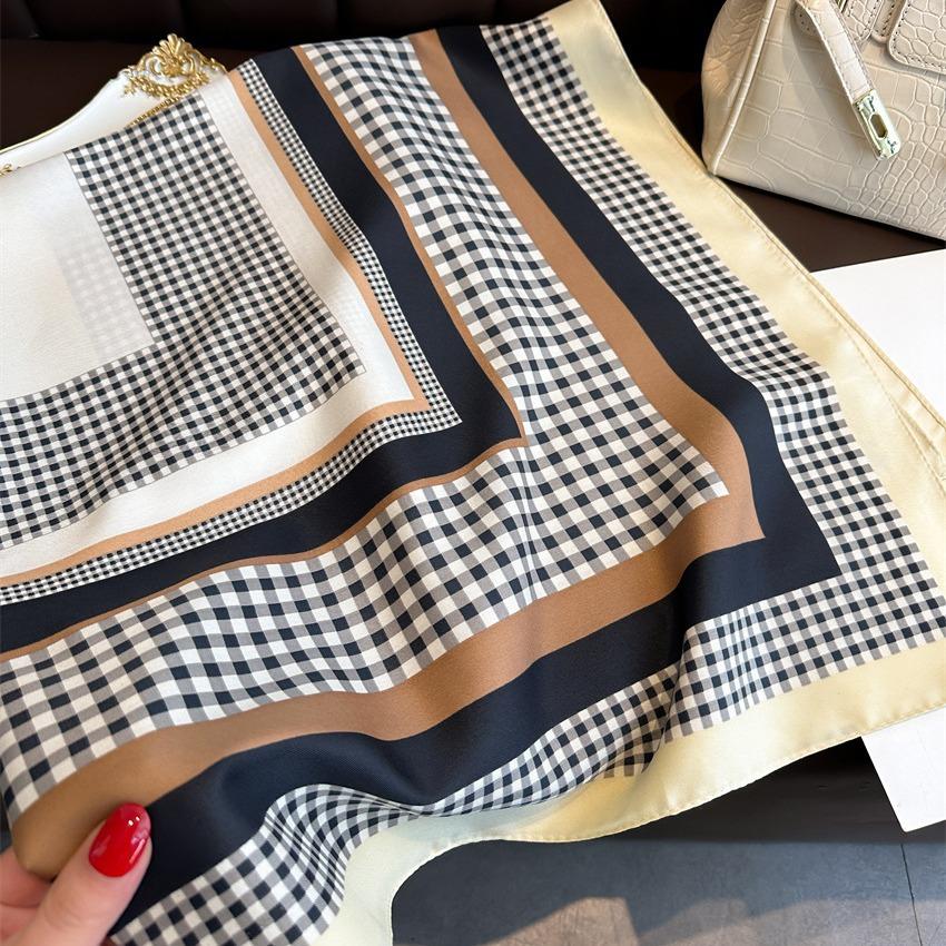 90 * 90cm New Twill Silk Simple Sun Protection Warm Large Square Scarf Shawl Headscarf For Women