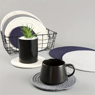 6 шт. Набор теплоизоляционных подставок для чашек из хлопчатобумажной веревки для дома, подставка под чашку диаметром 11 см, термостойкая подставка