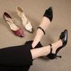 Women's High Heels 2024 Fashion Simple Solid Color Sliding In Women's Square Heel High-quality Party Wedding Office Shoes