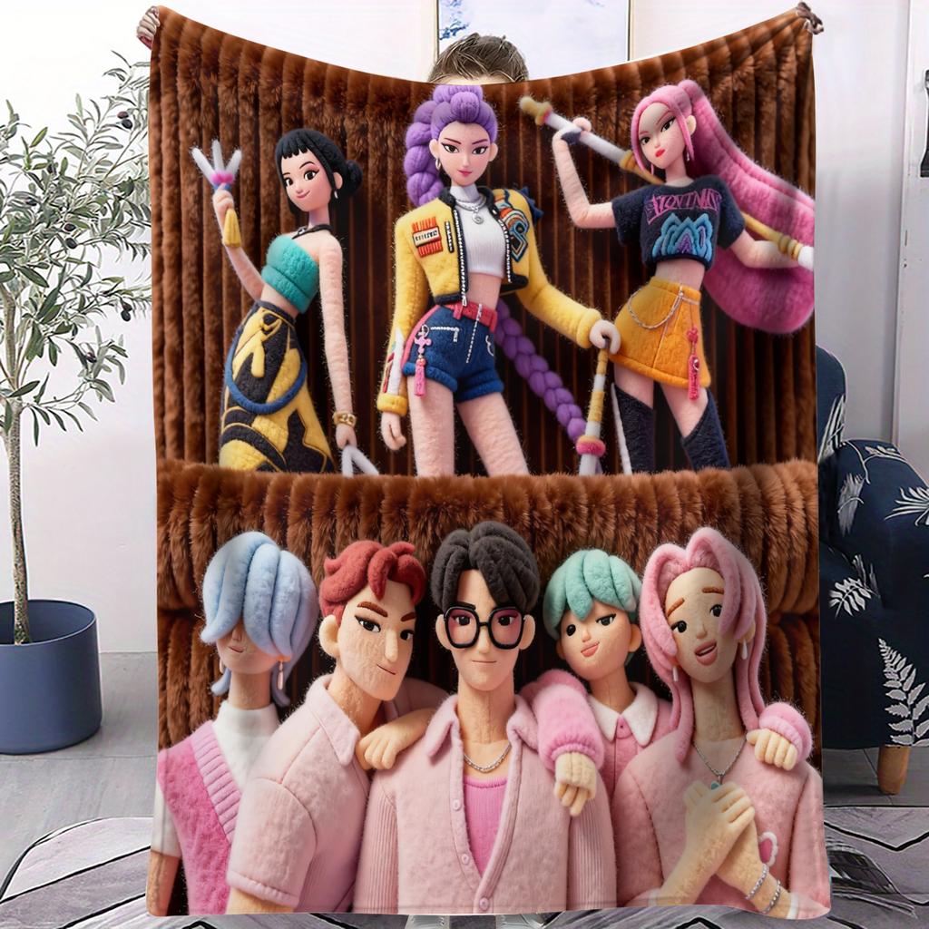 KPOP Demon Hunters Blanket Hot Anime Cover Blanket Fan Gift Suitable for Home Leisure Camping Travel Multifunctional Blanket