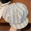 Spring Summer Octagonal Hat Thin Painter Caps Vintage Striped Berets  Outdoor