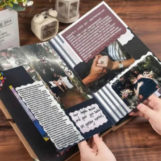 1 Set Accordion Scrapbook Album Foldable Stretchable Photo Album with DIY Materials Memory Book Crafting Kit for Scrapbooking Journaling Gifting