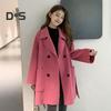 Осенне-зимняя женская шерстяная куртка, толстая свободная куртка с отложным воротником, двубортная куртка средней длины в корейском стиле, верхняя одежда на каждый день