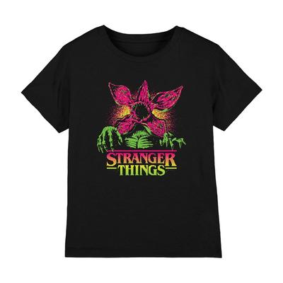 Футболка для детей Stranger Things Неоновый Демогоргон 7-13 лет, Черная