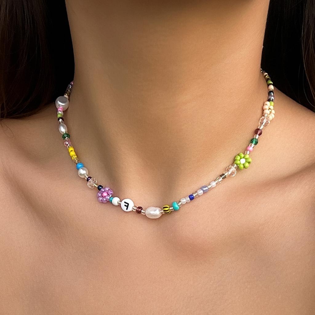 Boho Colorful Small Seed Bead Weave Flower Necklace for Women Handmade Short Choker Collar Neck 2026 Fashion Jewelry Accessories