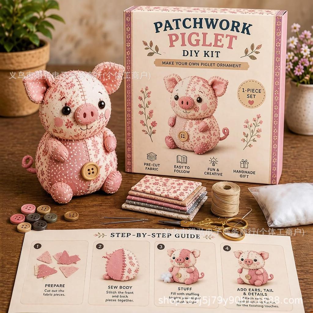 DIY Sewing Kit Stuffed Animal Craft Patchwork Mouse Plush Toy Making Set Handmade Educational Gift for Kids Adults