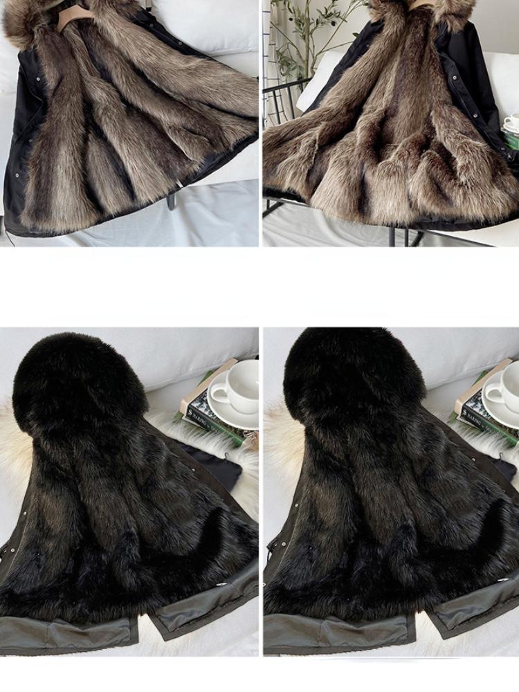 Пальто из искусственного меха, свободное пальто, толстое теплое мужское плюшевое пальто, внутренняя подкладка из лисьего волоса, съемный воротник, длинные меховые парки, меховая куртка