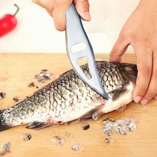Anti-Rust Handheld Useful Double Row Sawtooth Stainless Steel Fish Scale Remover Fish Peeler